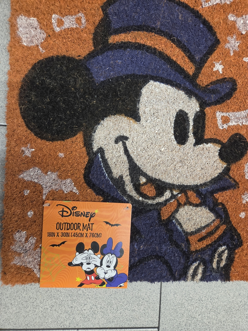 Disney Halloween Mickey Coir Outdoor Doormat in Orange, Purple, Black